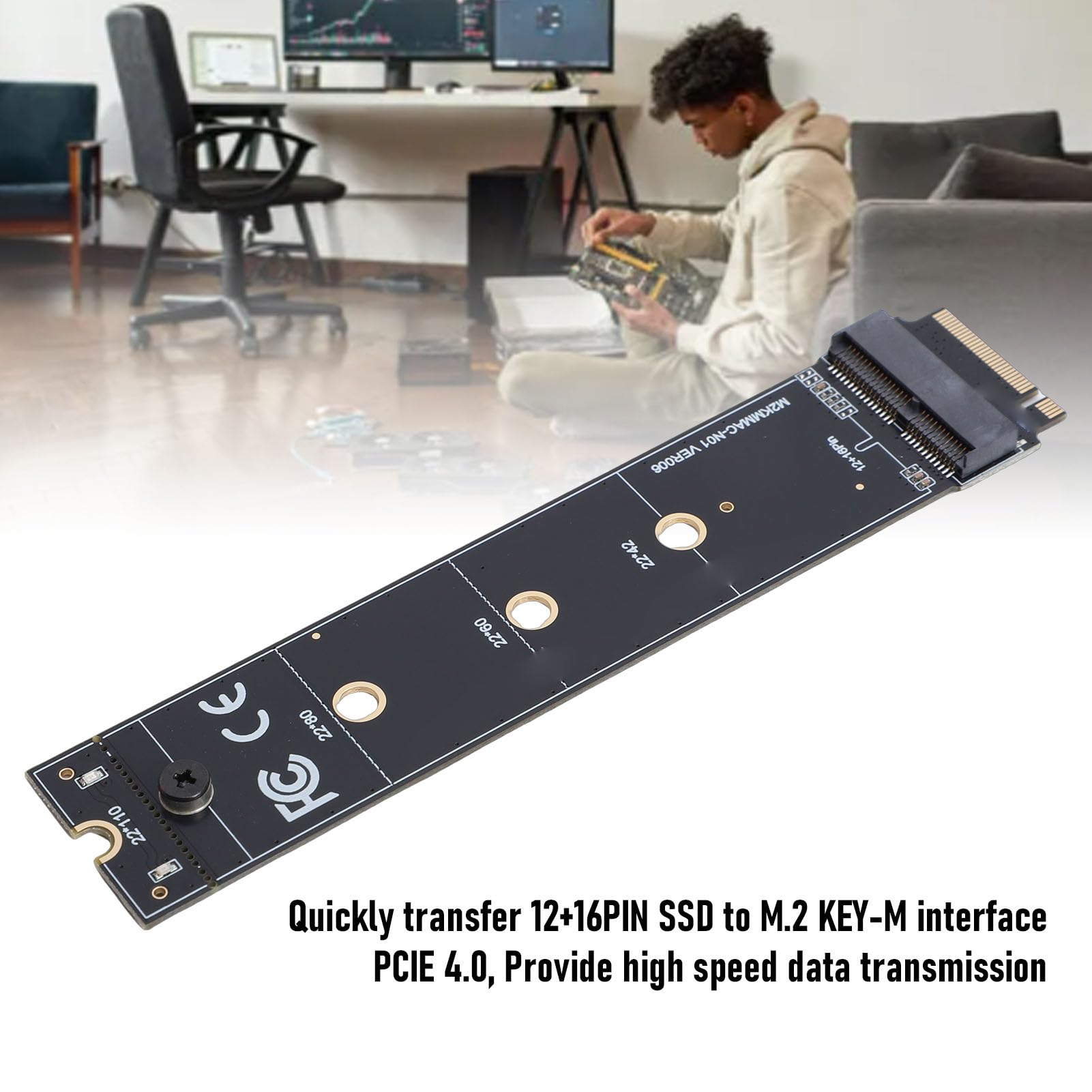 12 16-pinowa Karta Adaptera SSD na M.2 KEY M 12+16-pinowy Konwerter SSD na .2 KEY +-pinowy Adapter NVMe Zamienny do Laptopa z Systemem OS X 2013-2017