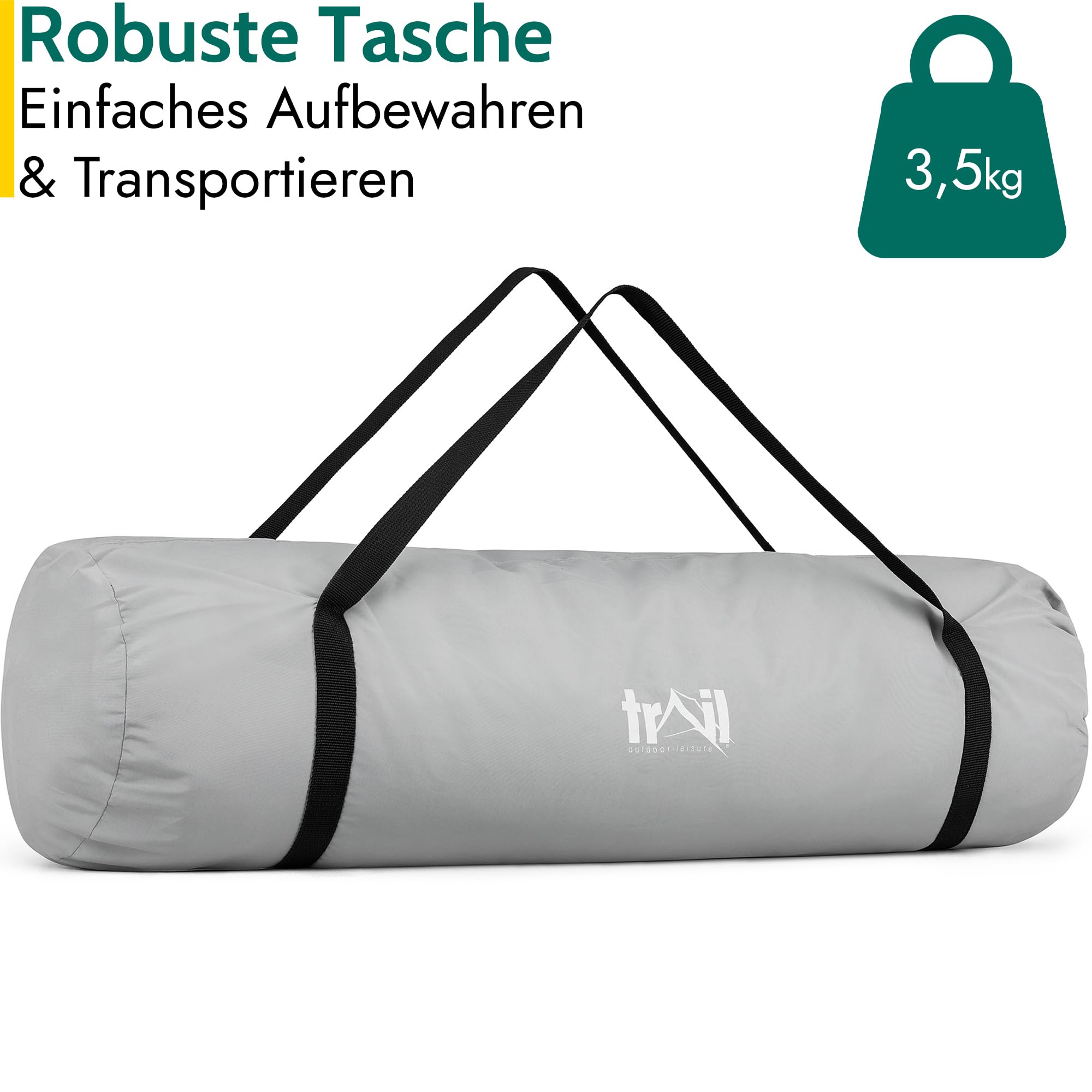 trail outdoor leisure Doppelte Camping Isomatte Selbstaufblasend Ultraleicht, Aufblasbare Isoliermatte, Memory Foam, Verstärkte Seiten, Gebürstetes Obermaterial, mit Tasche (200 cm x 70 cm x 10 cm)