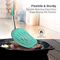 Vista 4 de Kitchen Mama WaltzGrip - Espátula de silicona platino para panqueques: resistente al calor, flexible, núcleo de acero inoxidable, antiadherente