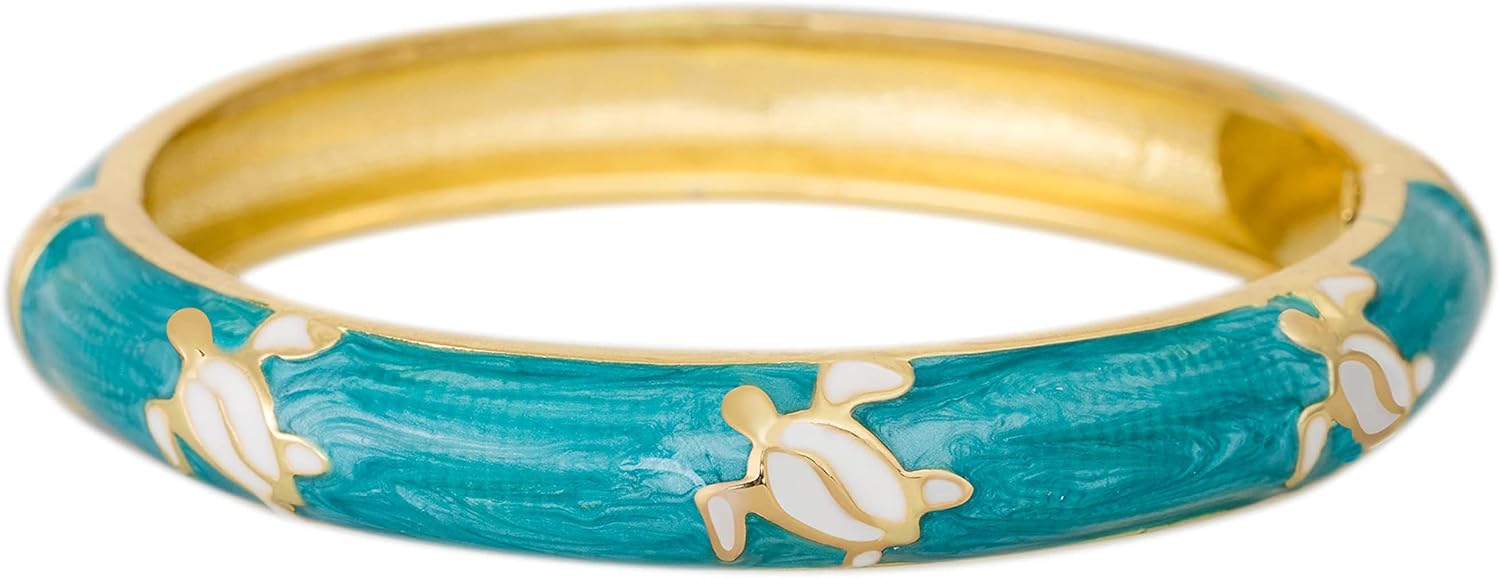Hawaiian Turtle Hinged Clasp Fashion Enamel Bangle Bracelet