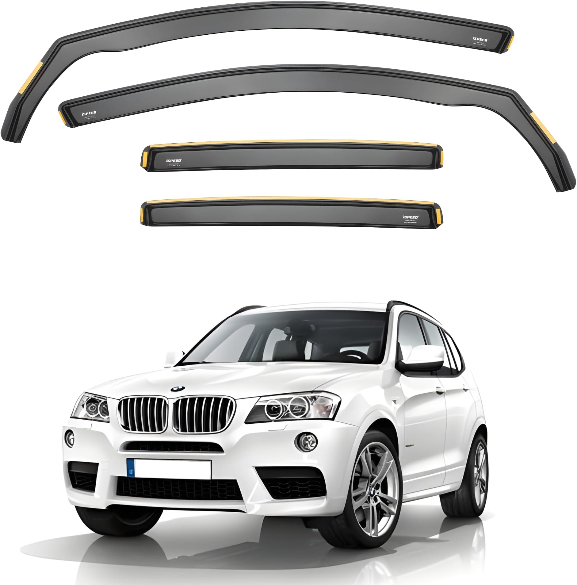 ISPEED Wind Deflectors Compatible with BMW X3 MK2 F25 5-doors 2011-2017 - 4-pc Tinted Sun Visors/Rain Shield/Wind Shield