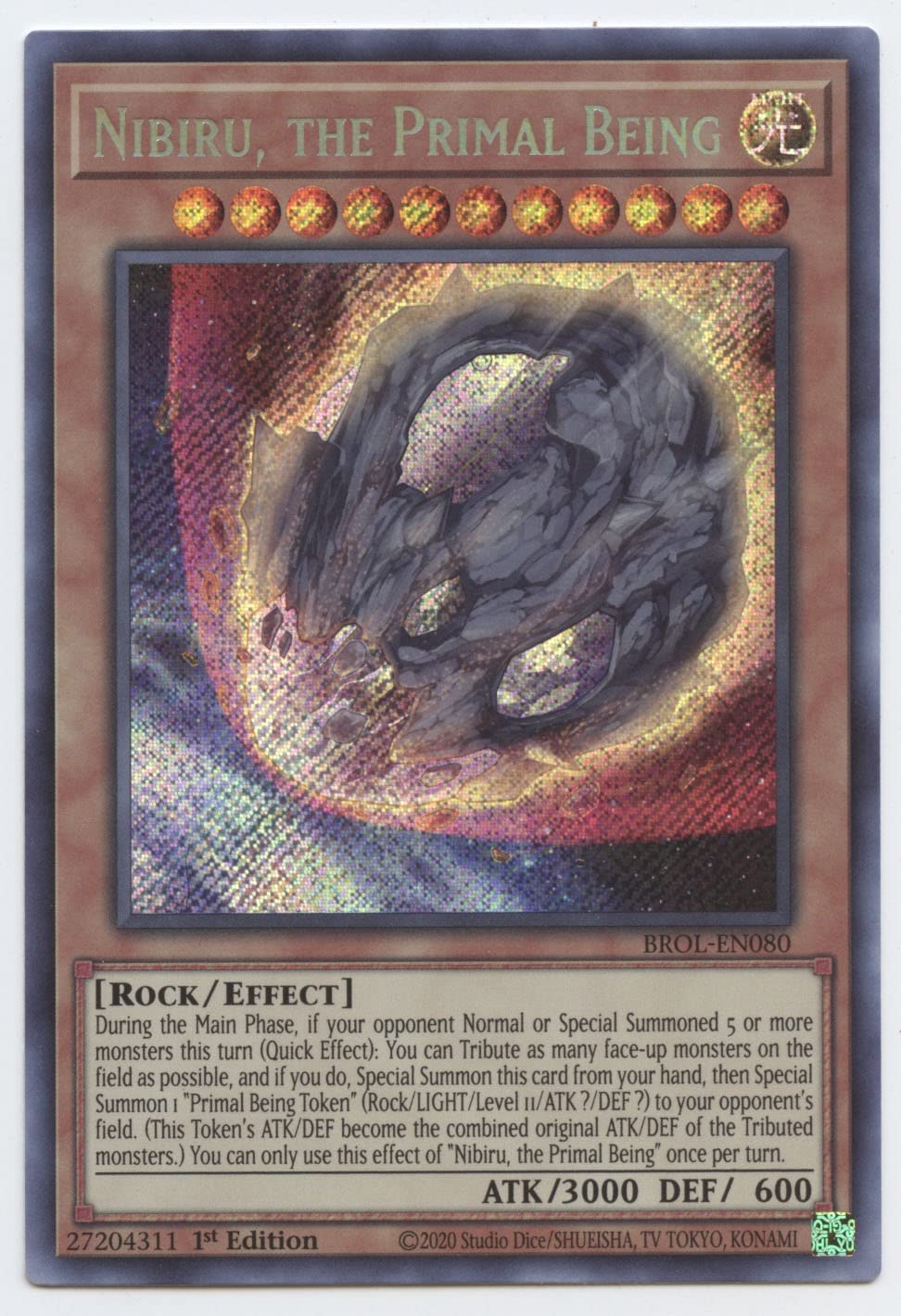 3x Nibiru The Primal Being – 1st Edition Secret Rare Yugioh Card RA01-EN015 – Near Mint
