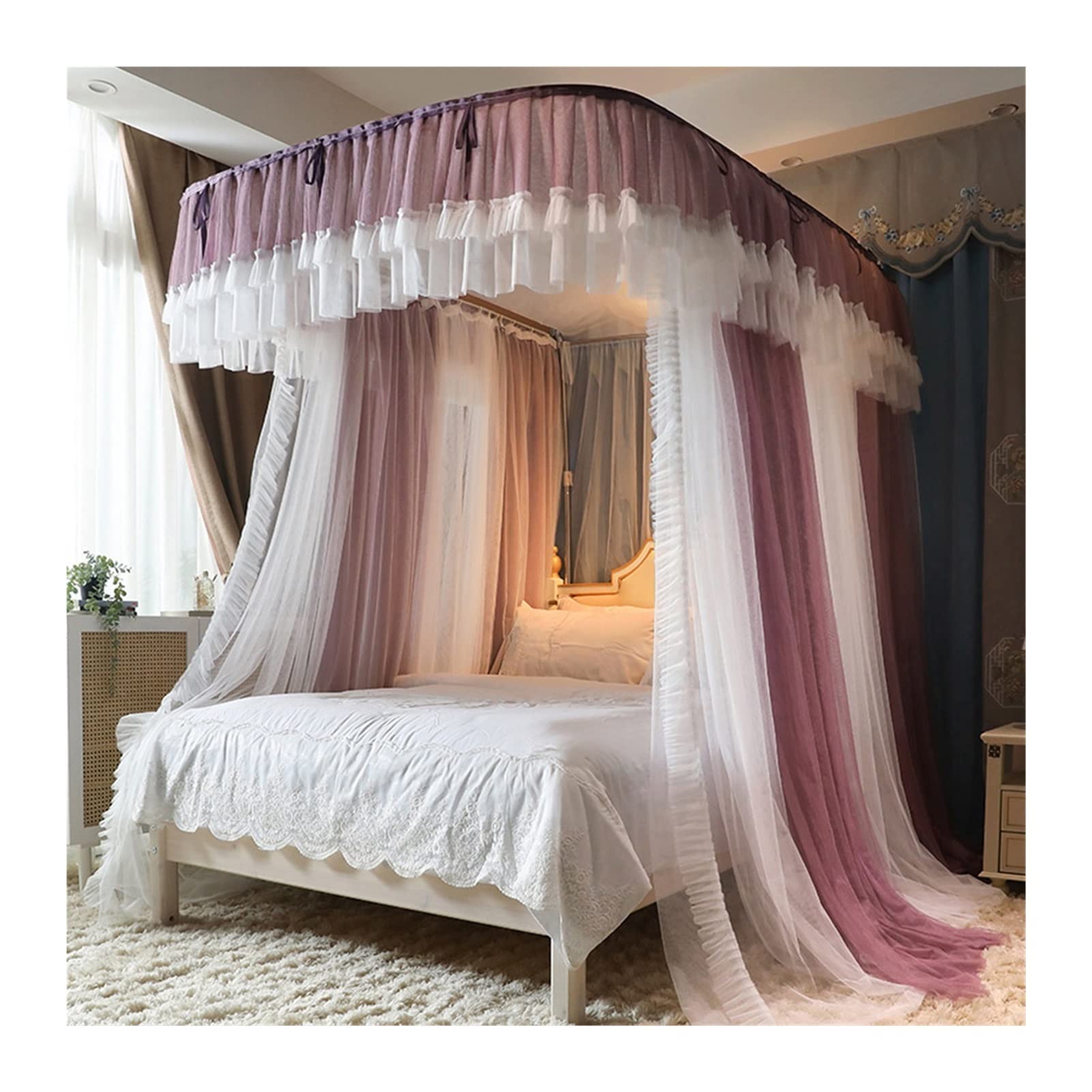 Ciel de lit avec moustiquaire réglable en hauteur style baldaquin de luxe