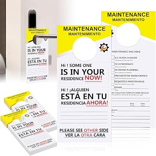 100 PCS Maintenance Door Hanger Tags Bilingual 3.5 X 7.9 in Blank Door Hangers English and Spanish Maintenance Hang Tag with Large Hole Design Paper Hang Tag for Property Management Rentals Apartments