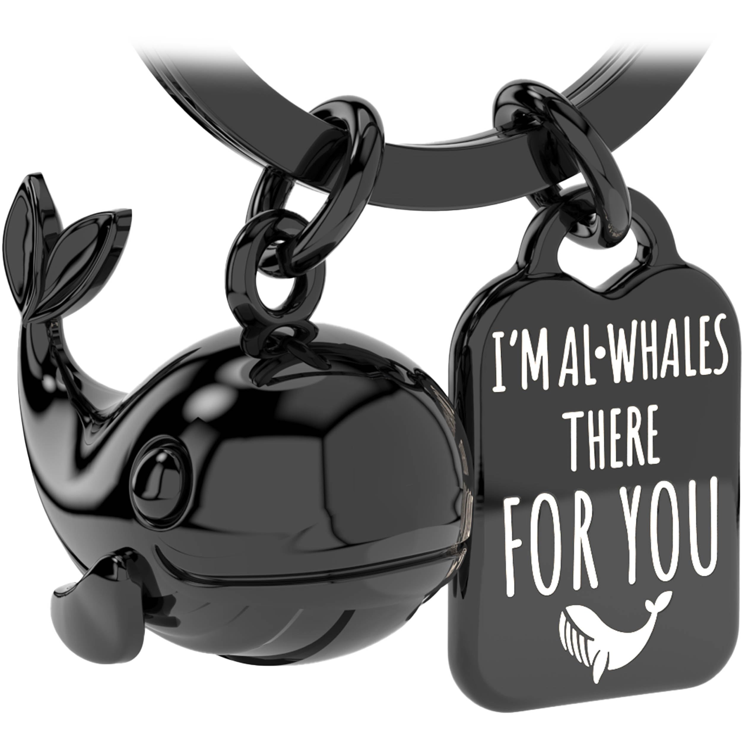 LANOLU Whale Alwhales Keychain, Lucky Charm Keychain for Partner and Best Friend, Metal Couple Gift for Friend, Metal Figurine