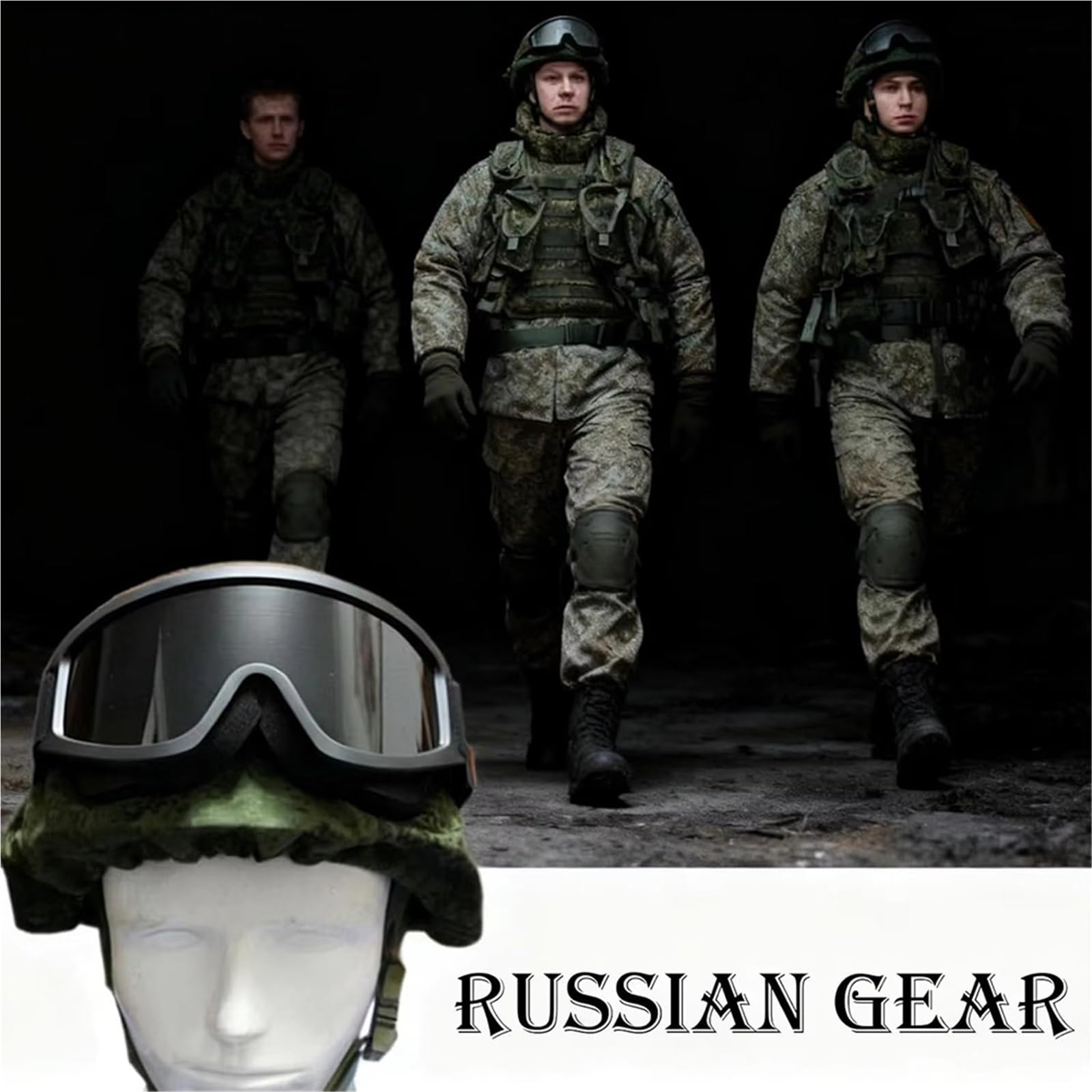 Russisches Tarn-Komplettset Mit Helm – Taktische Ausrüstung Mit Stoßschutzhelm, Schutzbrille Und Überzug Für Airsoft Und Paintball Im Freien