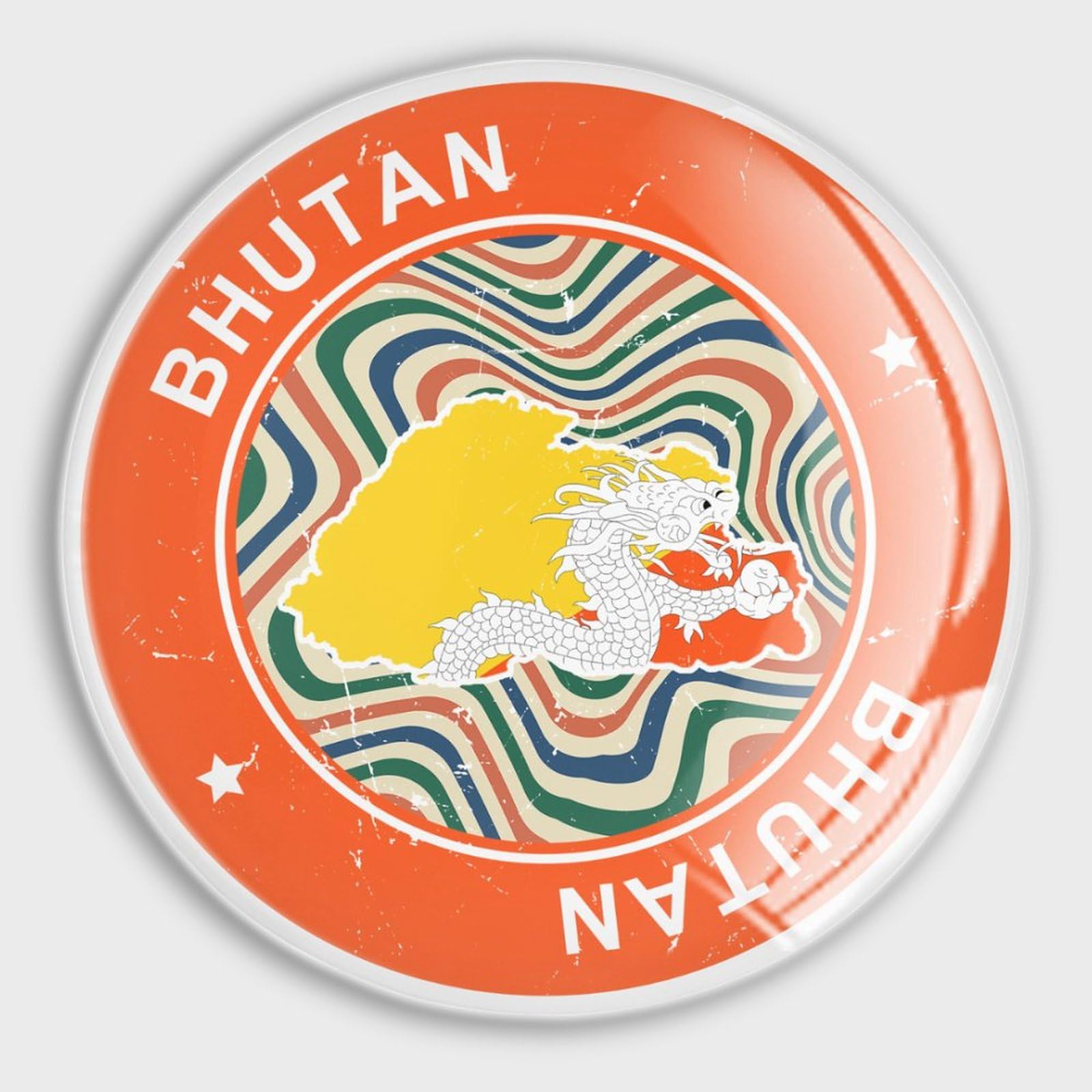 Imanes de Bután para nevera y pizarra blanca con diseño de bandera, pack de 4 piezas de vidrio