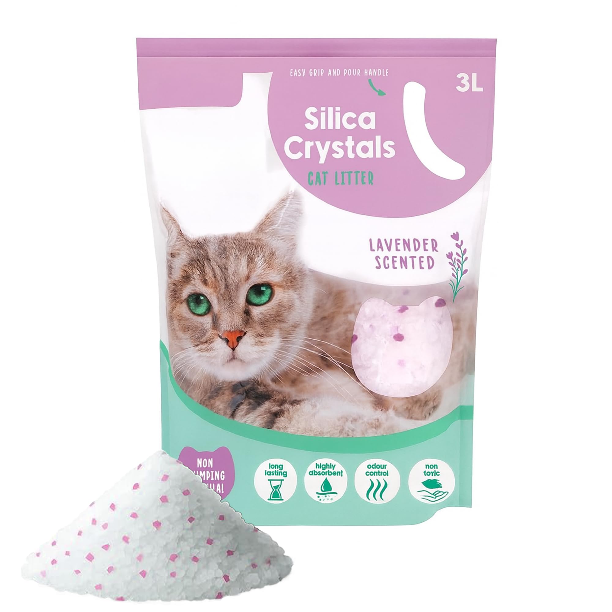 D.a.y. Republic 3L Cat Litter Crystals 3L Silica Cat Litter Crystals – Lavender Scent, Super Absorbent And Odour Neutralising, Non Clumping, Long Lasting, Low Maintenance Litter For Fresh & Hygienic Homes (3L Cat Litter Crystals)