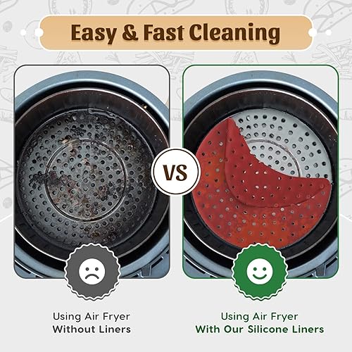 Miniatura 3 de Linda's Essentials - Forros de silicona reutilizables para freidora de aire (paquete de 3)  Forros antiadherentes fáciles de limpiar alfombrillas