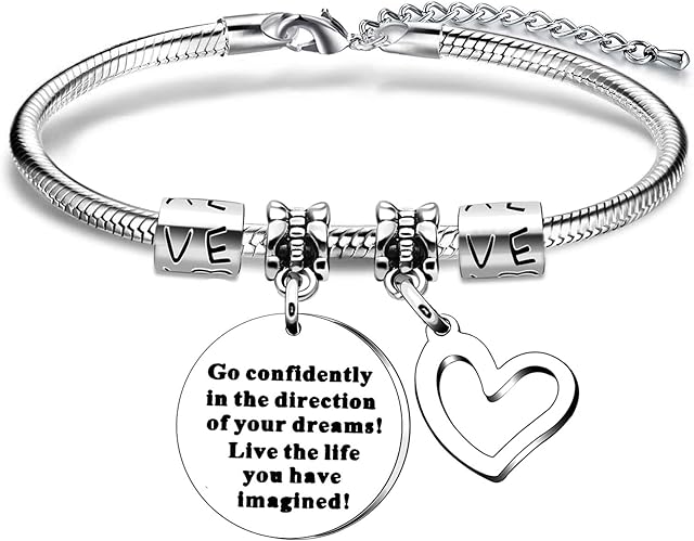 Inspiration Bracelet,Women Lady Girl Silver Pendant Snake Bracelet Encouragement Gift.