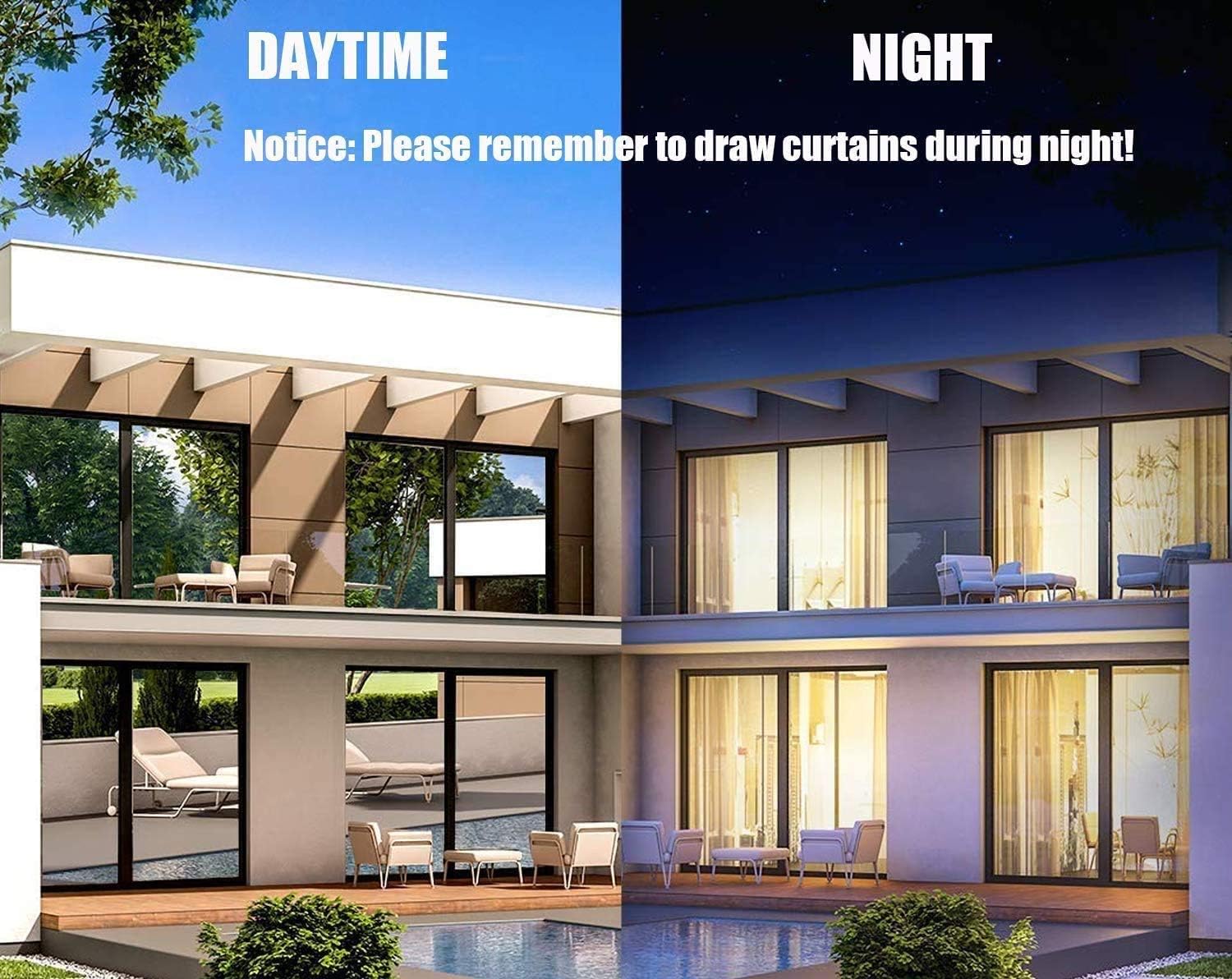 Ablave One Way Window Film Privacy Anti-UV Sun Blocking Heat Control Reflective Glass Tint for Home Static Cling Vinyl