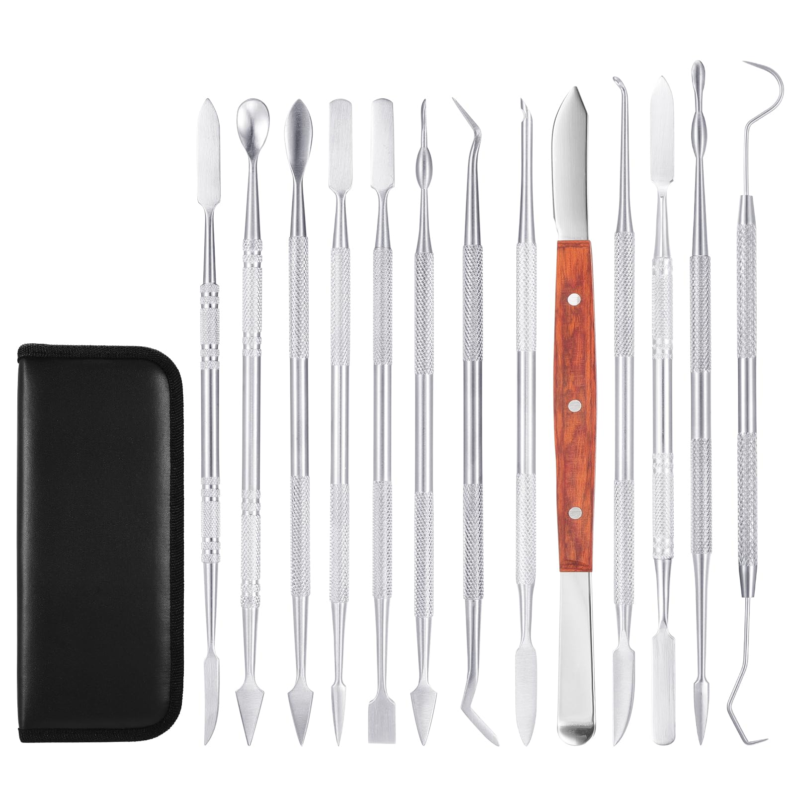 Modelling Tools,13 Pcs Stainless Steel Double-Ended Clay Sculpting Tools,Silver Clay for Wax Carvers Art Crafts DIY Pottery Sculptur