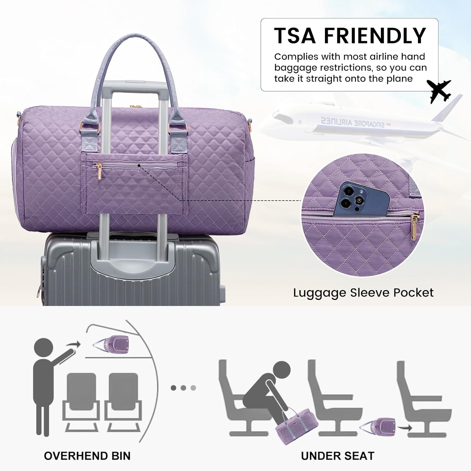 LOVEVOOK Travel Duffle Bag,Weekender Bags for Women Overnight Bag with Shoe Compartment, Carry on with Toiletry Bag,Duffel Bag with Wet Pocket,Hospital Bags for Labor and Delivery - Image 4