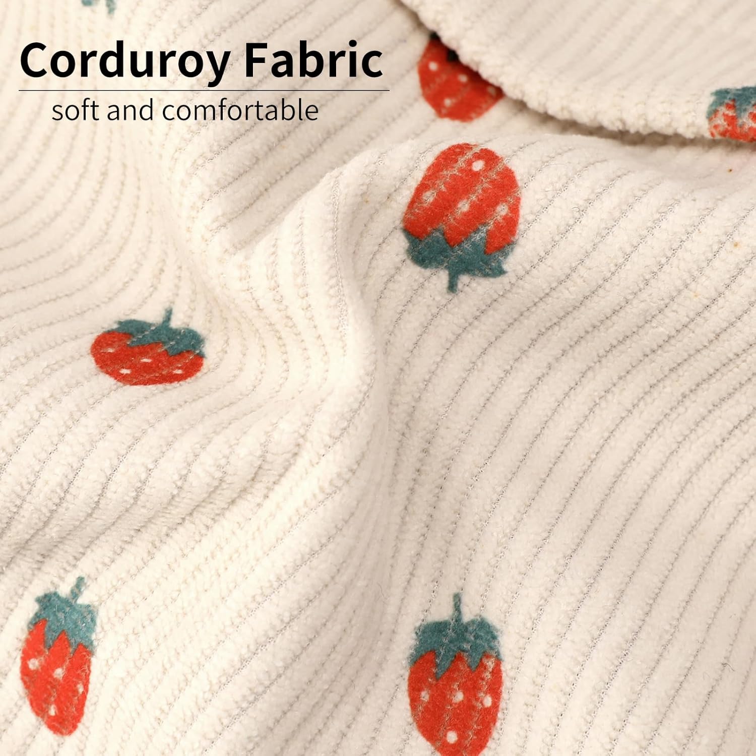 Backpack for Girls Boy Teen Corduroy Bookbags Elementary Middle High School Women Laptop Bag with Lunch Box Pencil Bag (Strawberry Beige) - Image 7