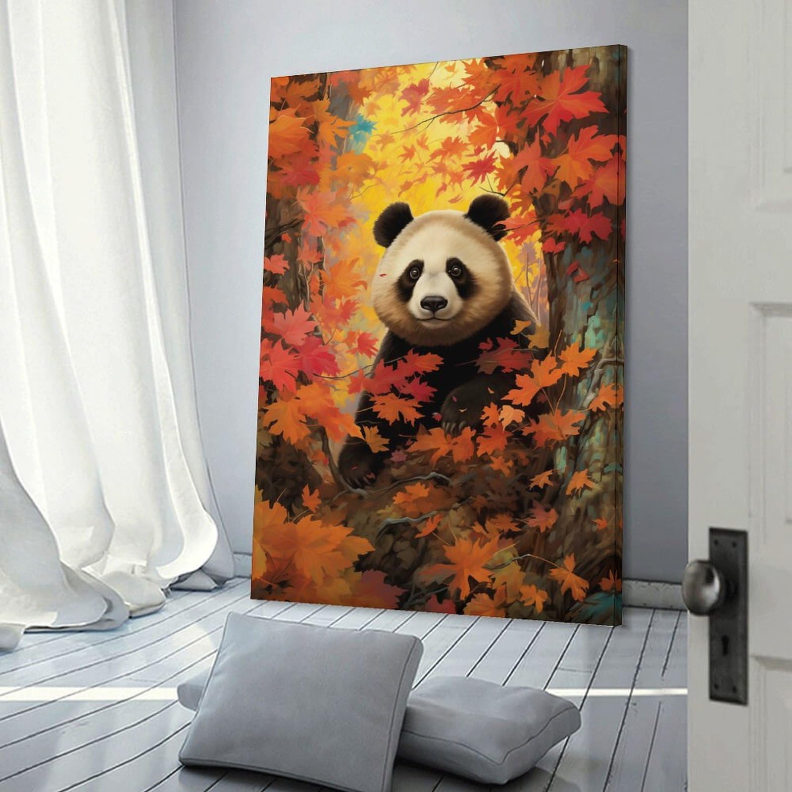 Junmoney Frame-Style-11 Wild Panda Home Decor Wall Art 20X30inch(50X75cm), For Small Homes, Bedrooms Or Open Spaces, An Easy Choice For New Home Styling