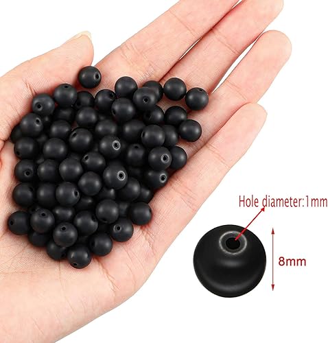 Miniatura 2 de Kigeli 600 cuentas redondas de ónix negro mate natural de ágata negra esmerilada, cuentas sueltas para hacer joyas, pulseras, collares, bricolaje