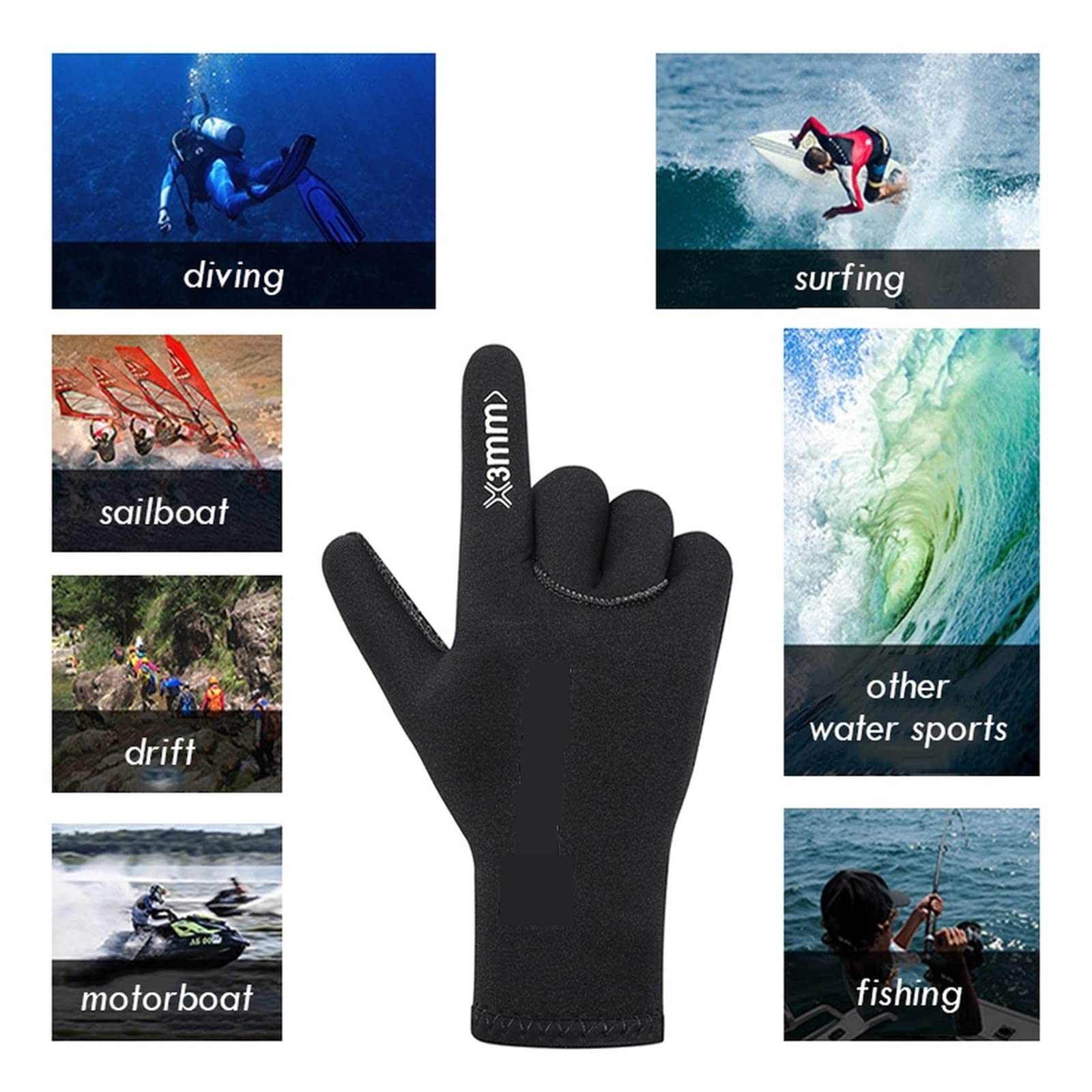 3 mm Neopren-Unisex-Schwimmhandschuhe, Kratzfest, warm halten, Tauchhandschuhe for Schnorcheln, Jagen, Angeln, Winter, Schwimmausrüstung VielfäLtige AnwendungsmöGlichkeiten