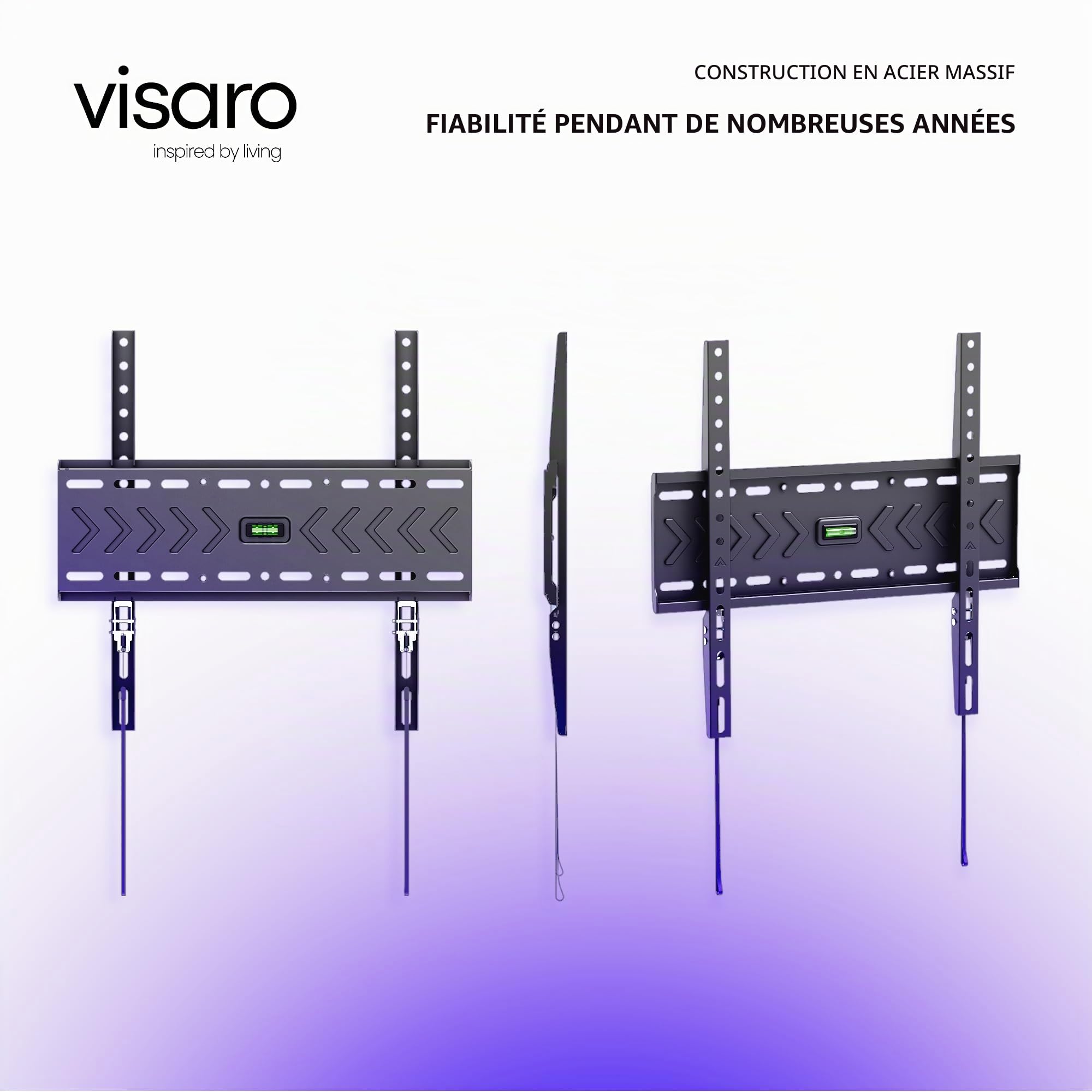 Visaro WMF75 Support TV Mural Fixe 43-75 Pouces, VESA 400x400