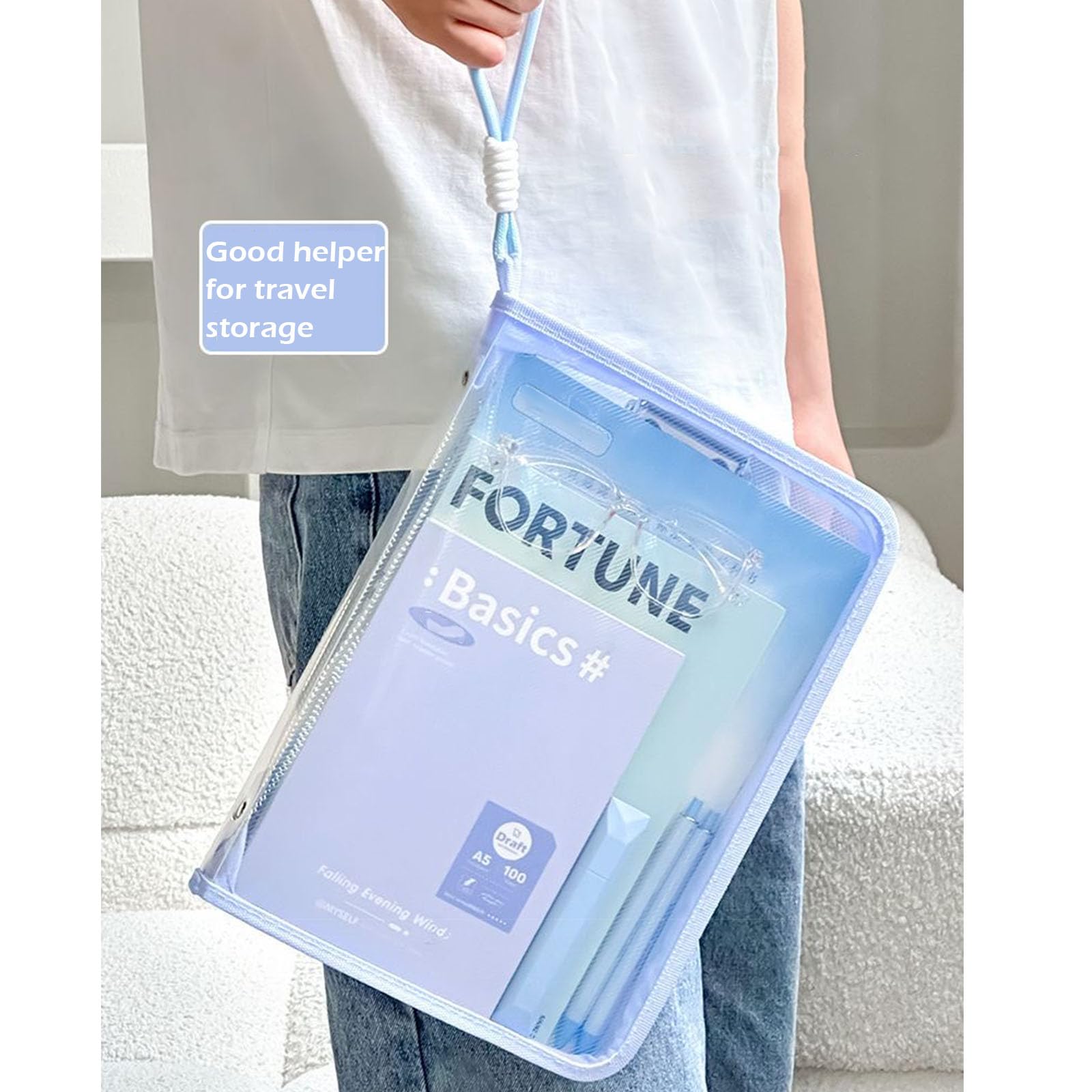 Funda para libros con cremallera, fundas transparentes A4 impermeables con carpeta, organizador de bolsas de libros para la escuela, aula, biblioteca, bolsillos, estudiantes, regalos para amantes de