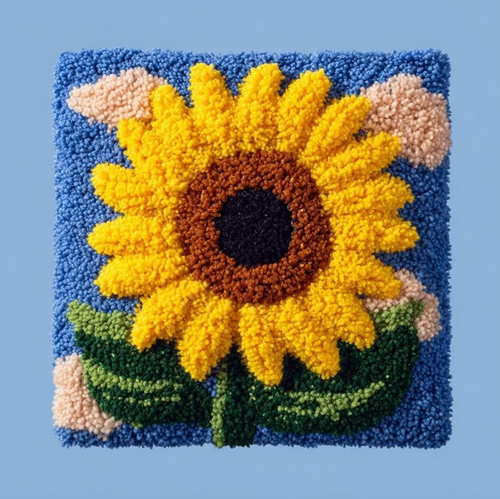 WallustrioaW Latch Hook Craft Cushion Kit 43x43cm,Sunflower Flowers