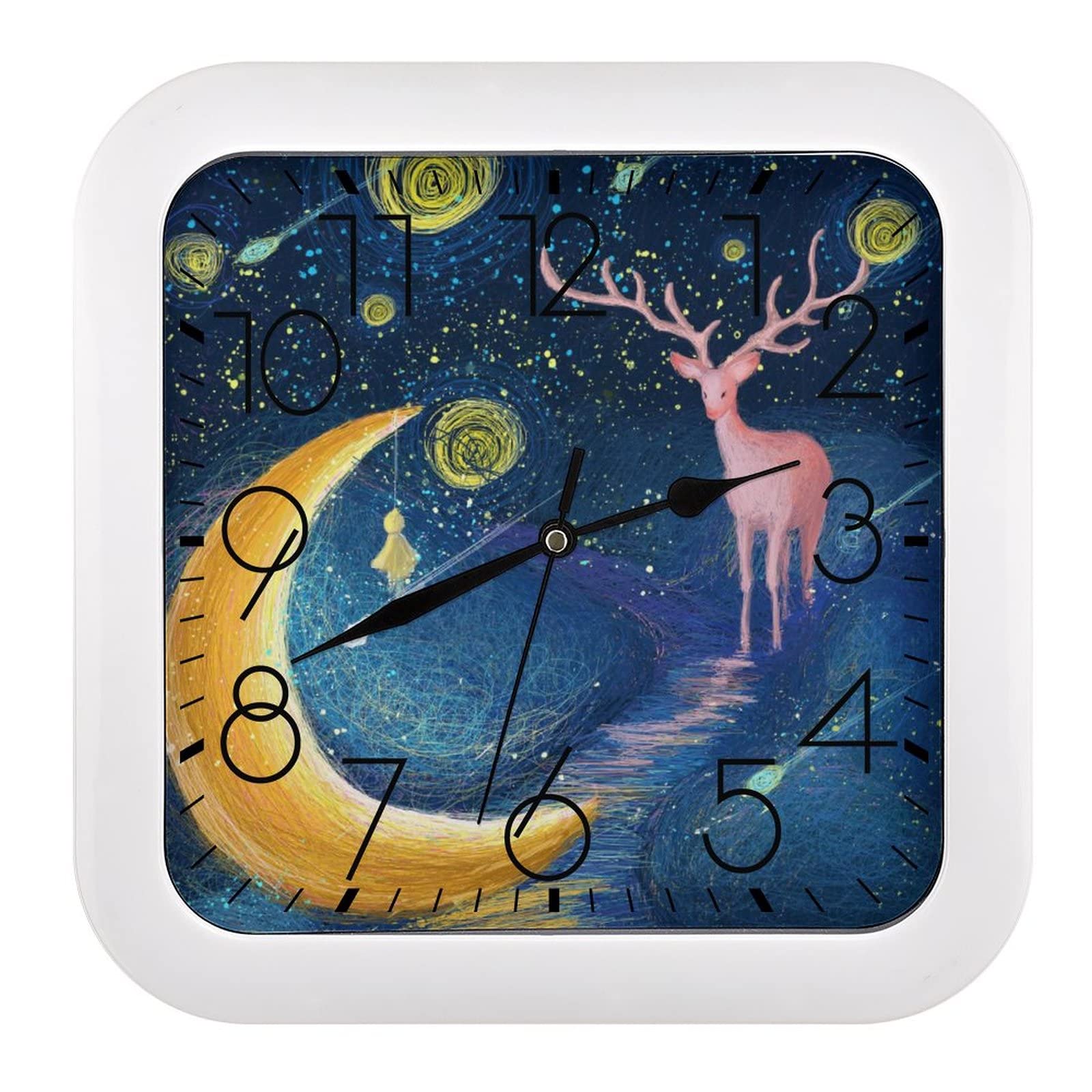 Horloge silencieuse cerf design moderne 26cm idéale pour le bureau