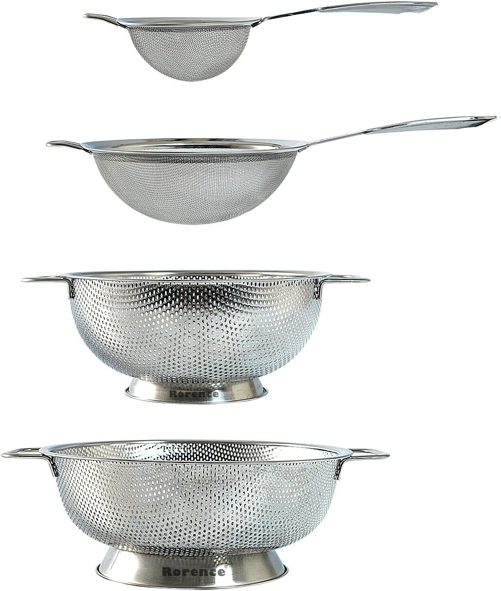 Rorence Stainless Steel Strainers and Colanders Set – 4 Pieces Rorence Stainless Steel Strainers and Colanders Set – 4 Pieces