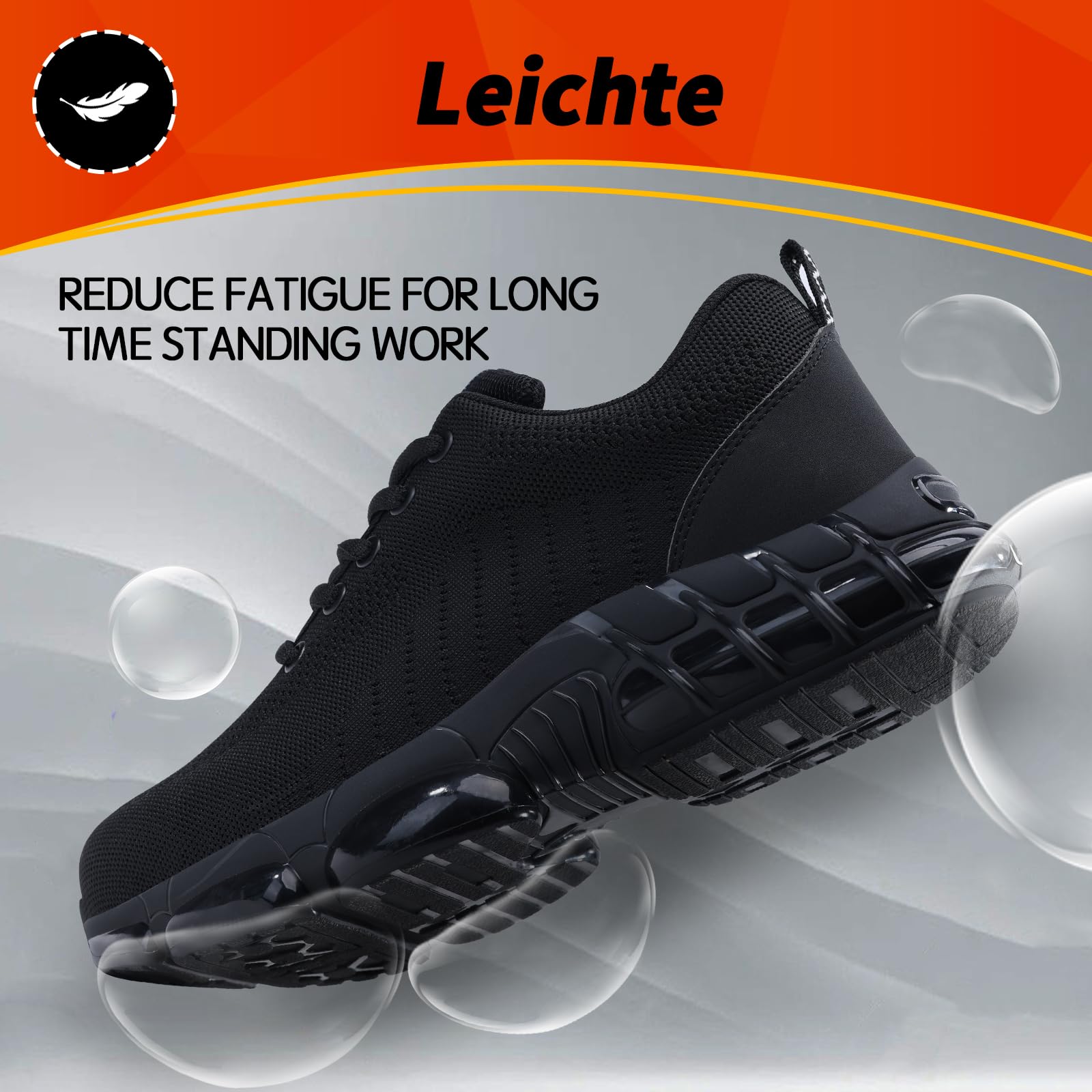 LAoutun Arbeitsschuhe Herren Leichte Sicherheitsschuhe Elastische weiche Stahlkappenschuhe Berufsschuhe Herren Bequeme Stilvolle Schützende Industrielle Arbeitsstiefel mit Luftkissen 46EU