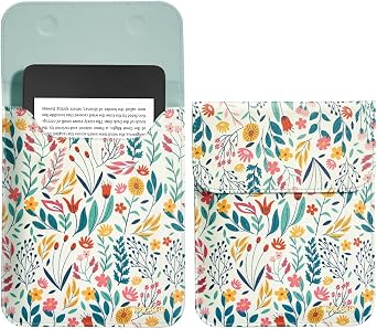 TiMOVO 6 Inch Sleeve for All E-Reader Book, 11th Generation 2024/2022, Protective Sleeve Cover Case with Pocket for Kobo Clara Colour Devices, Flowers