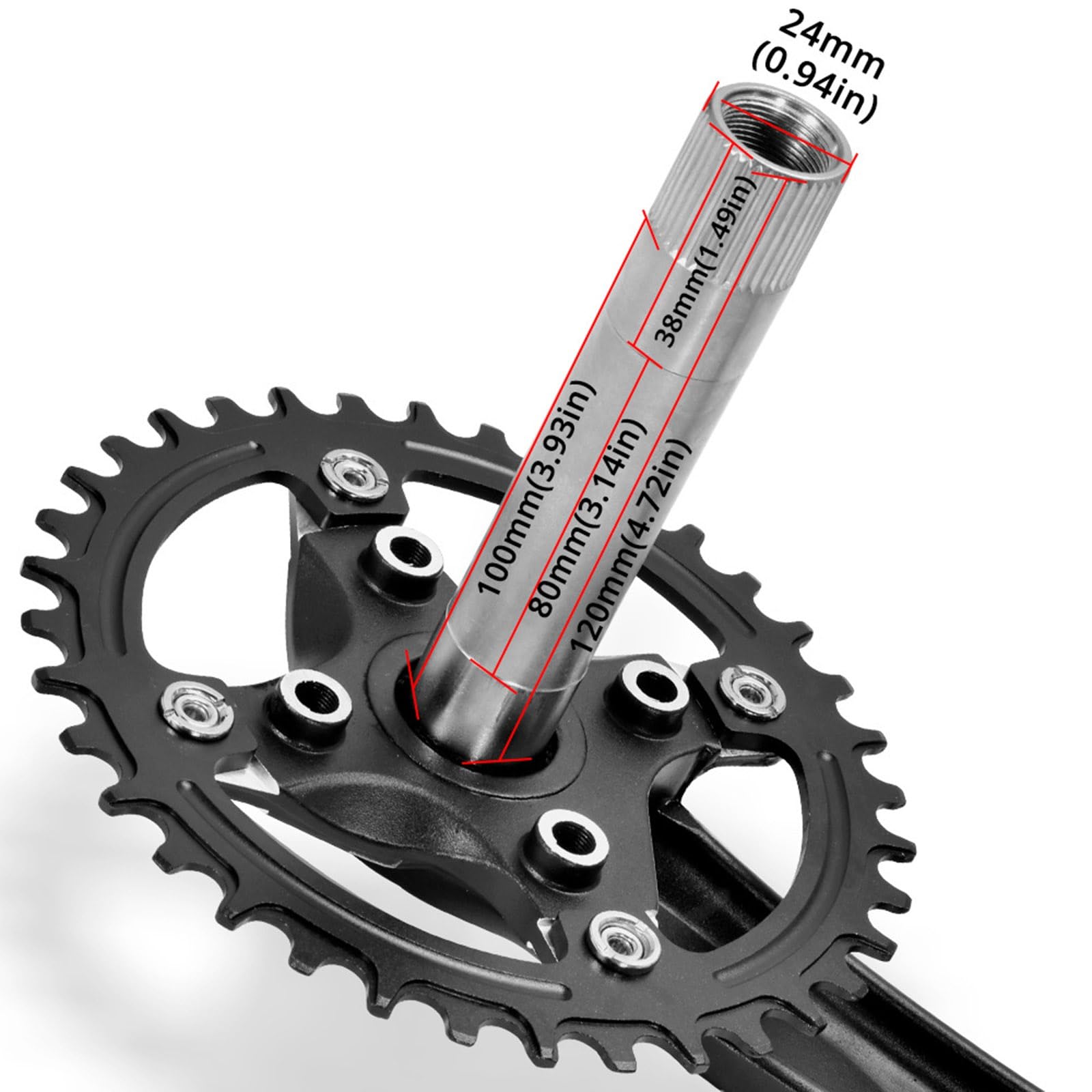 Pédalier Vélo 30 Dents 170 Mm - Pour Vélo Single Speed, électrique, VTT - Compatible Axe Carré, Alliage Aluminium