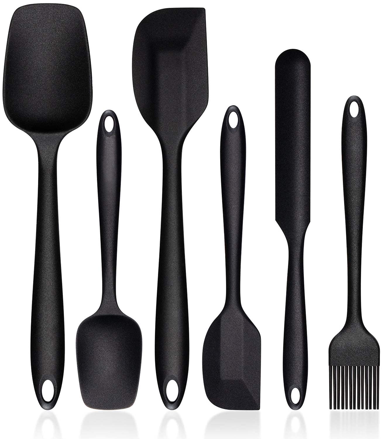 Silicone Spatula Black Heat Resistant Cooking Baking Utensils Seamless Design Non Stick Cookware Core Durability Scratch Free Food Grade One Piece Perfect Cooking Baking (Set of 6)-image-8