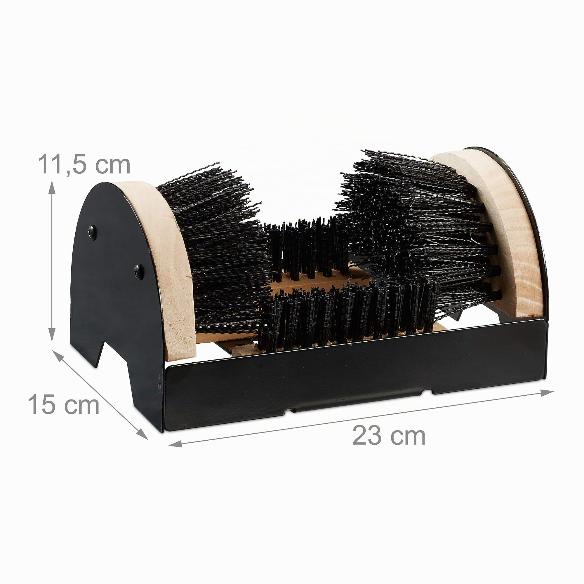 Relaxdays Brosse à Chaussure, Tout Autour, Gratte-Bottes, pour l’extérieur, Poils Robustes, Fixation au Sol, Noir/Nature