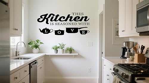Miniatura 4 de heshengzaixian Divertidas calcomanías de pared de cocina, vinilo con texto inspirador, impermeable, extraíble, para comedor, cocina, restaurante,