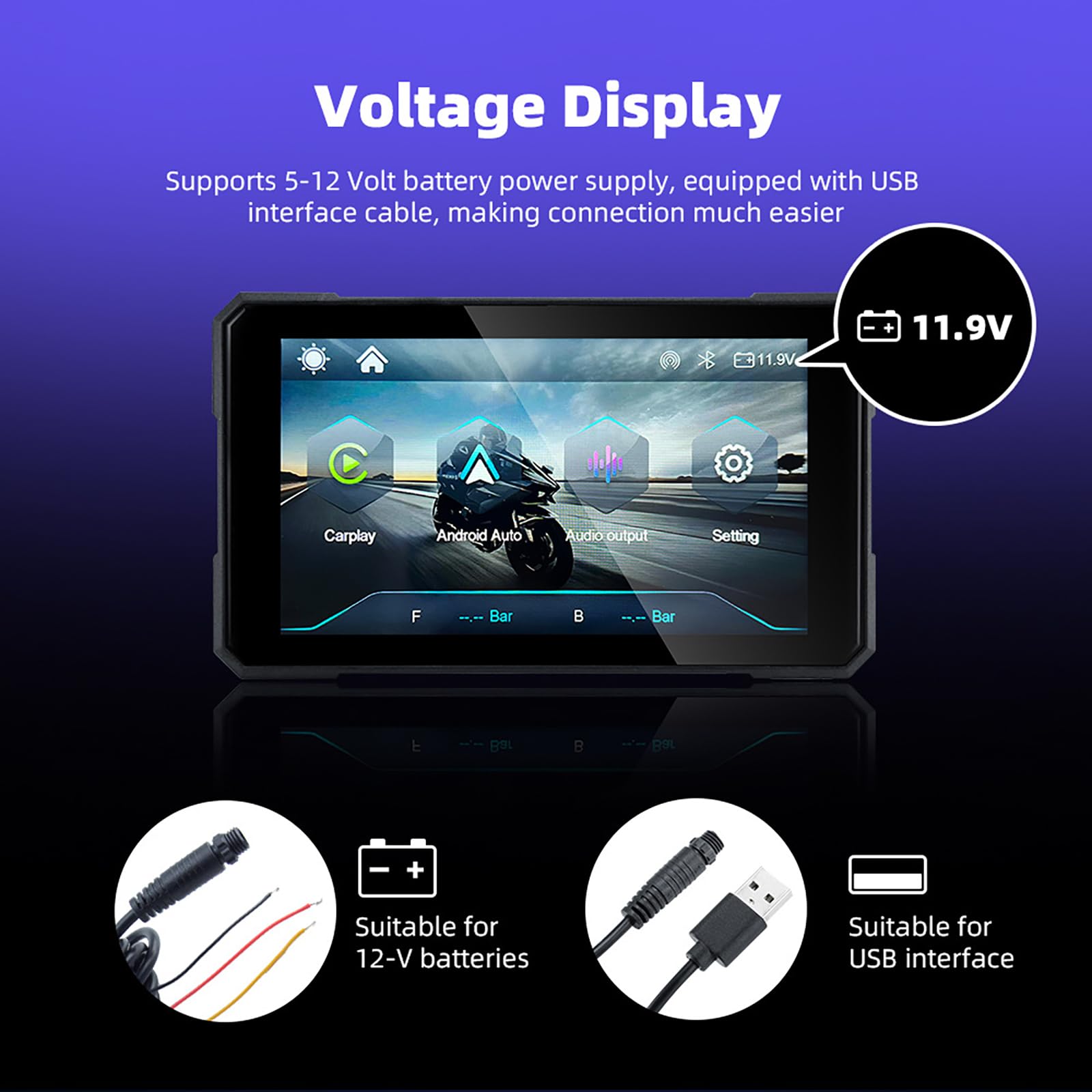5" Navigazione Digitale Portatile per Moto Wireless CarPlay Android Auto