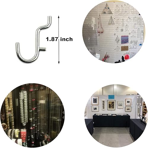 Miniatura 2 de i-FKM 100 piezas de metal Pegboard J Hook Accesorios Peg Board Wall Display Surtido para organizador de joyas Herramientas colgantes