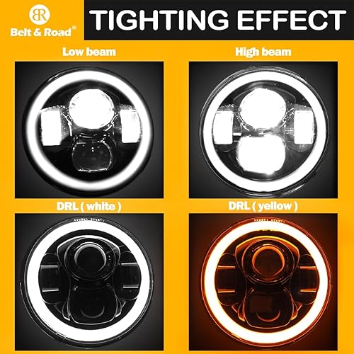 Miniatura 5 de Faro LED para motocicleta de 7 pulgadas, con DRL, kit DOT de halo blanco compatible con HD Street Glide Road King Special Electra Glide Ultra