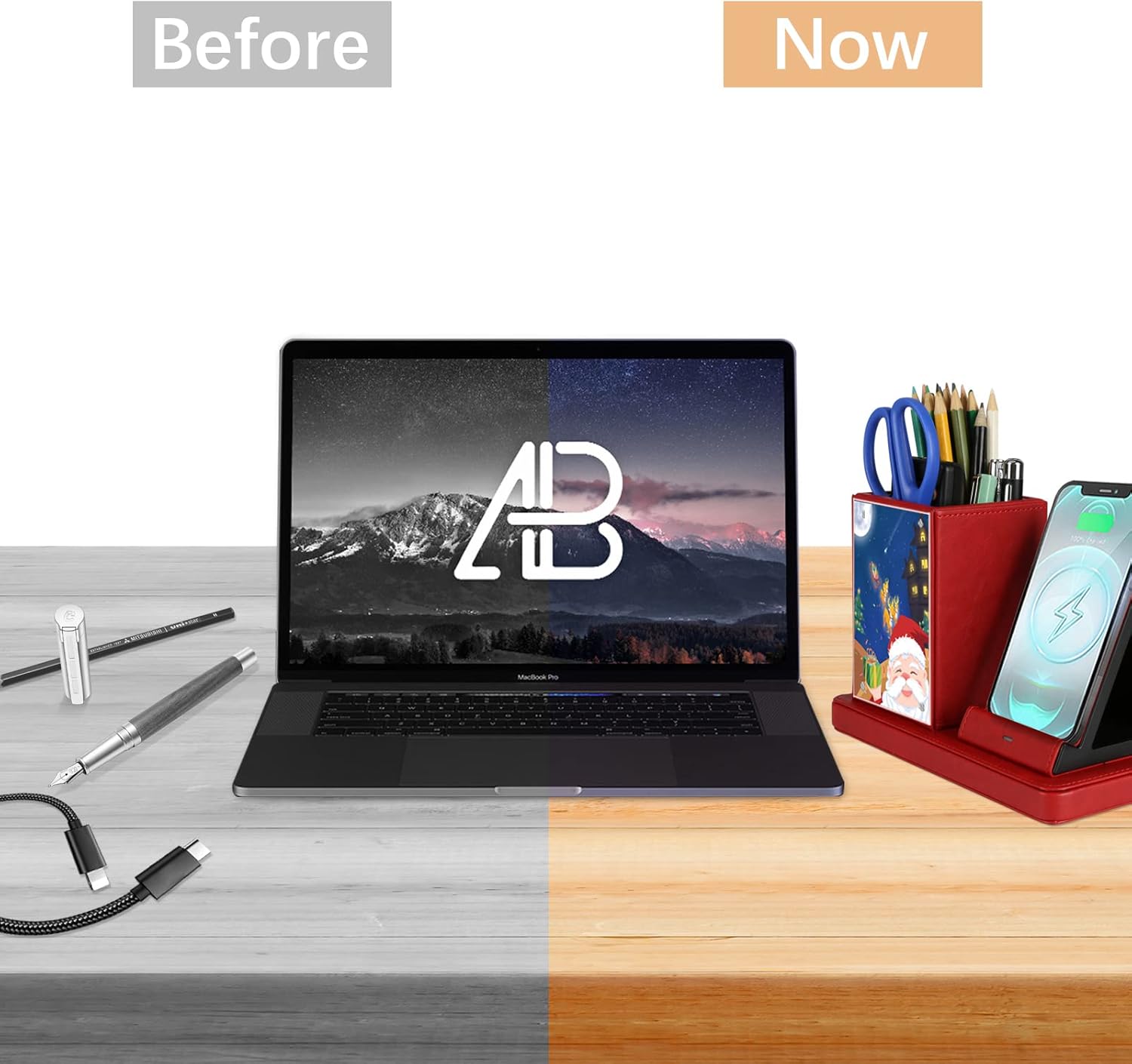 Rеvіеw Wireless Charger with Desk Organizer, Wireless Charging Station for iPhone 13/13 Pro Max/13 Pro/12 Series/11/XS Max/XR/X/8Plus/SE 2, Wireless Charging Stand with Leather, Red