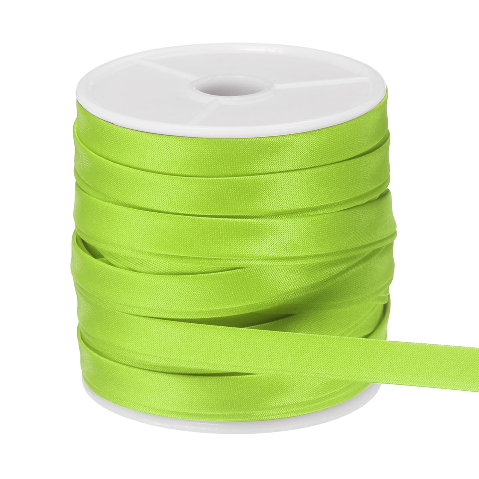 sourcing map Double Fold Bias Tape for Sewing, 3/8 Inch x 25 Yards Satin Bias Binding Tape Continuous Bulk for Quilting Binding Seaming Hemming Fabric Piping DIY Craft, Bright Green โ image 1