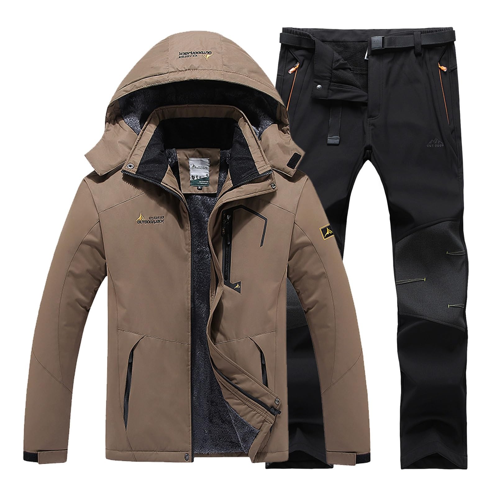 MaNMaNing Completo Uomo Donna per Sci Invernale Antivento con Cappuccio per Esterno Casual in Pile Spesso Caldo Escursionismo e attività sulla Neve