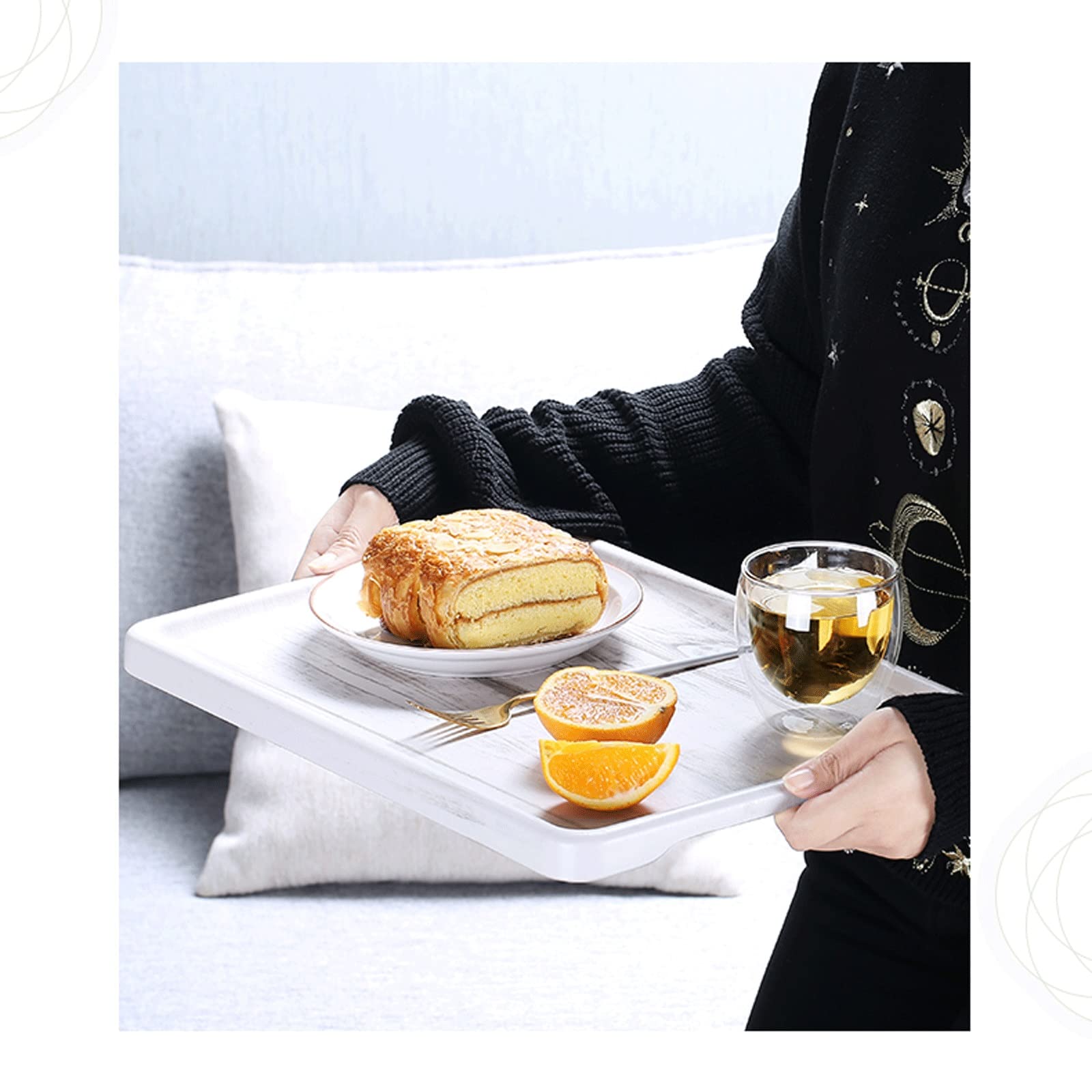 Plateau，Plateau de Service Plateau de Service Plateau Plateau rectangulaire avec Plateau à Motifs Floraux pour Café, Thé, Petit Déjeuner