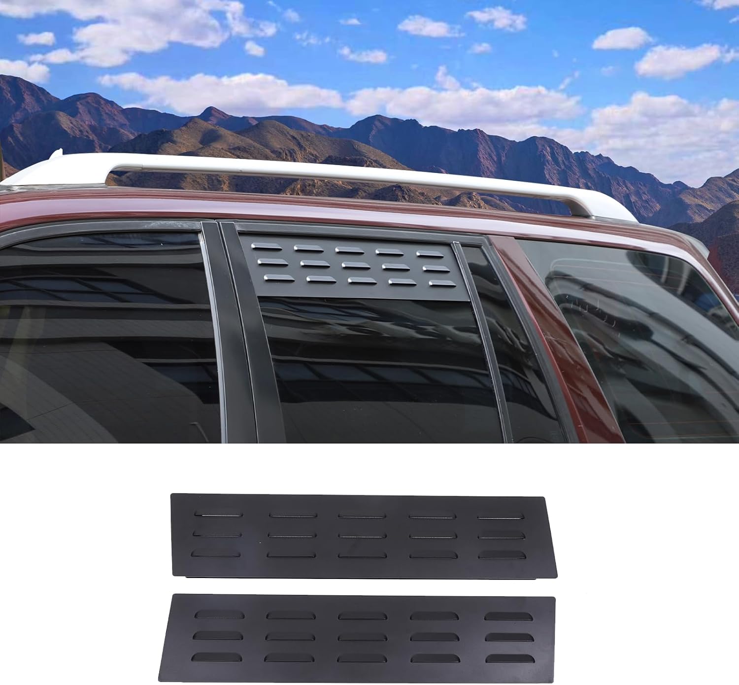 Rear Side Door Window Louvers for Honda Pilot 2003 2004 2005 2006 2007 2008 Accessories, Aluminum Alloy Louvers Air Vent Screen Cover for Car Window, 2 Pcs