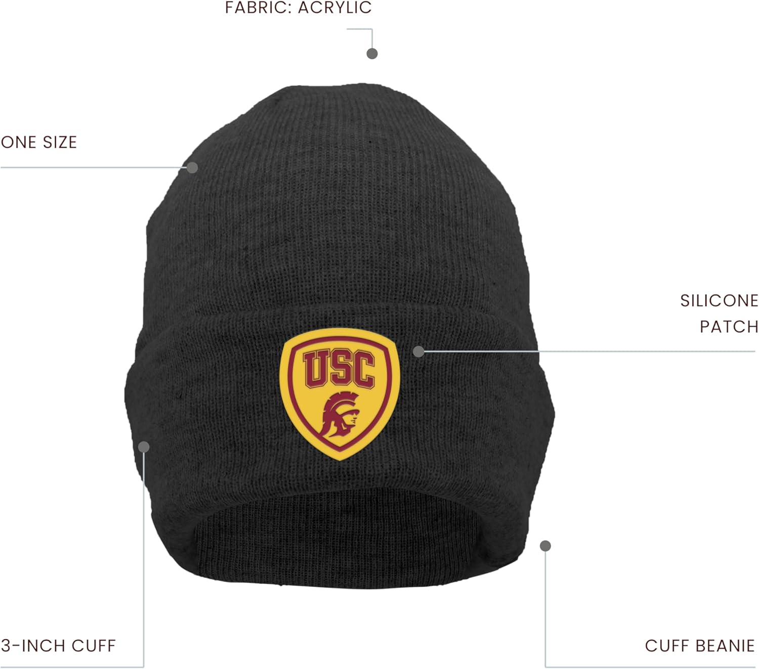 Pacific Headwear NCAA USC Premium Cuff Beanie OS - Image 4
