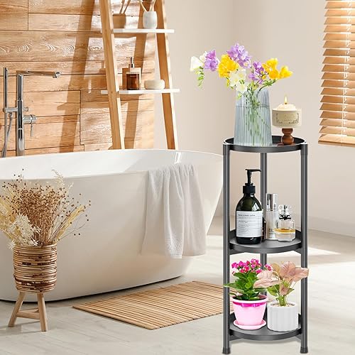 Miniatura 7 de Soporte para plantas de 3 niveles para interior, soporte alto de esquina de metal negro para múltiples plantas, estante para macetas al aire libre