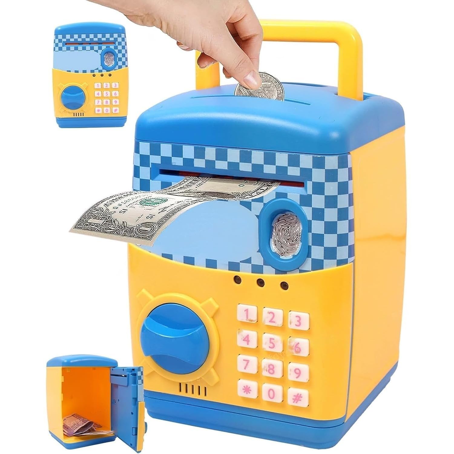 Money Safe Kids With Finger  Print Sensor Piggy Savings ATM Coin Bank With Electronic Lock main image 1
