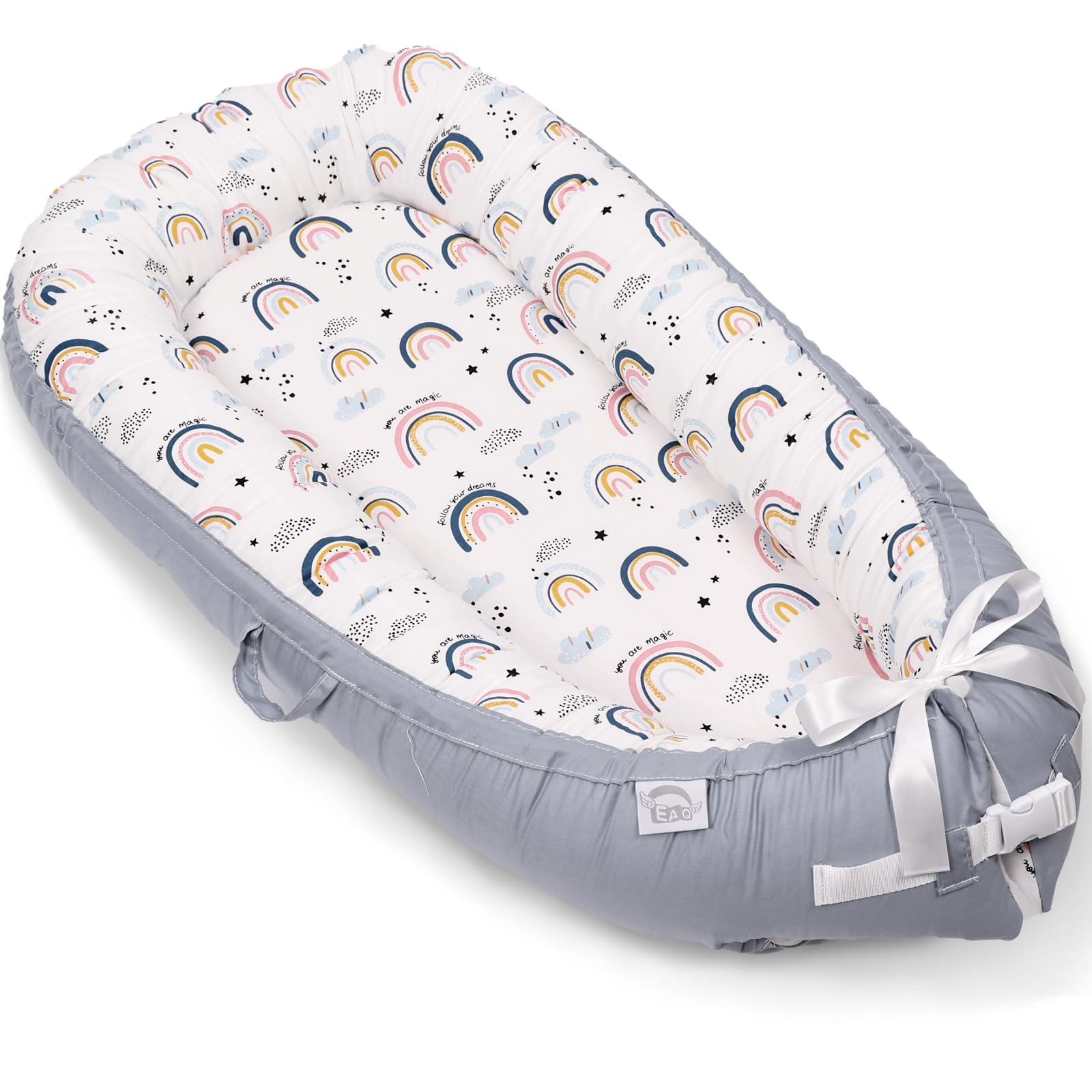 EAQ Riduttore Lettino Neonato Riduttore Culla -lettino da viaggio-100% Cotone Lavabile In Lavatrice (Arcobaleno)