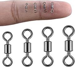 Alwonder 100-Pack Micro Swivels for Fly Fishing, Small Rolling Barrel Swivels Fly Fishing Tackles, High Strength Barrel Swivel Hook line Connector with Black Nickel Coating