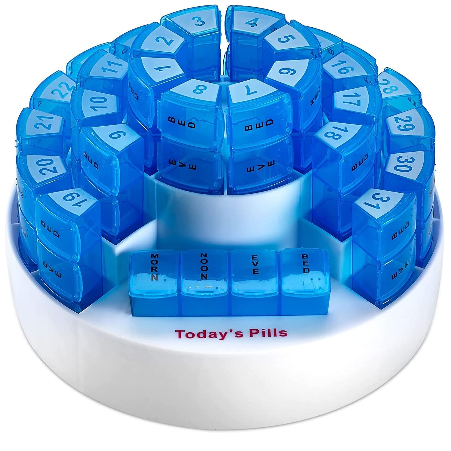 Aktive Life Monthly Pill Box 31 Days Medication Organizer, Multiple Daily Doses Section, Removable Compartments Perfect for Travelling, Detachable Containers