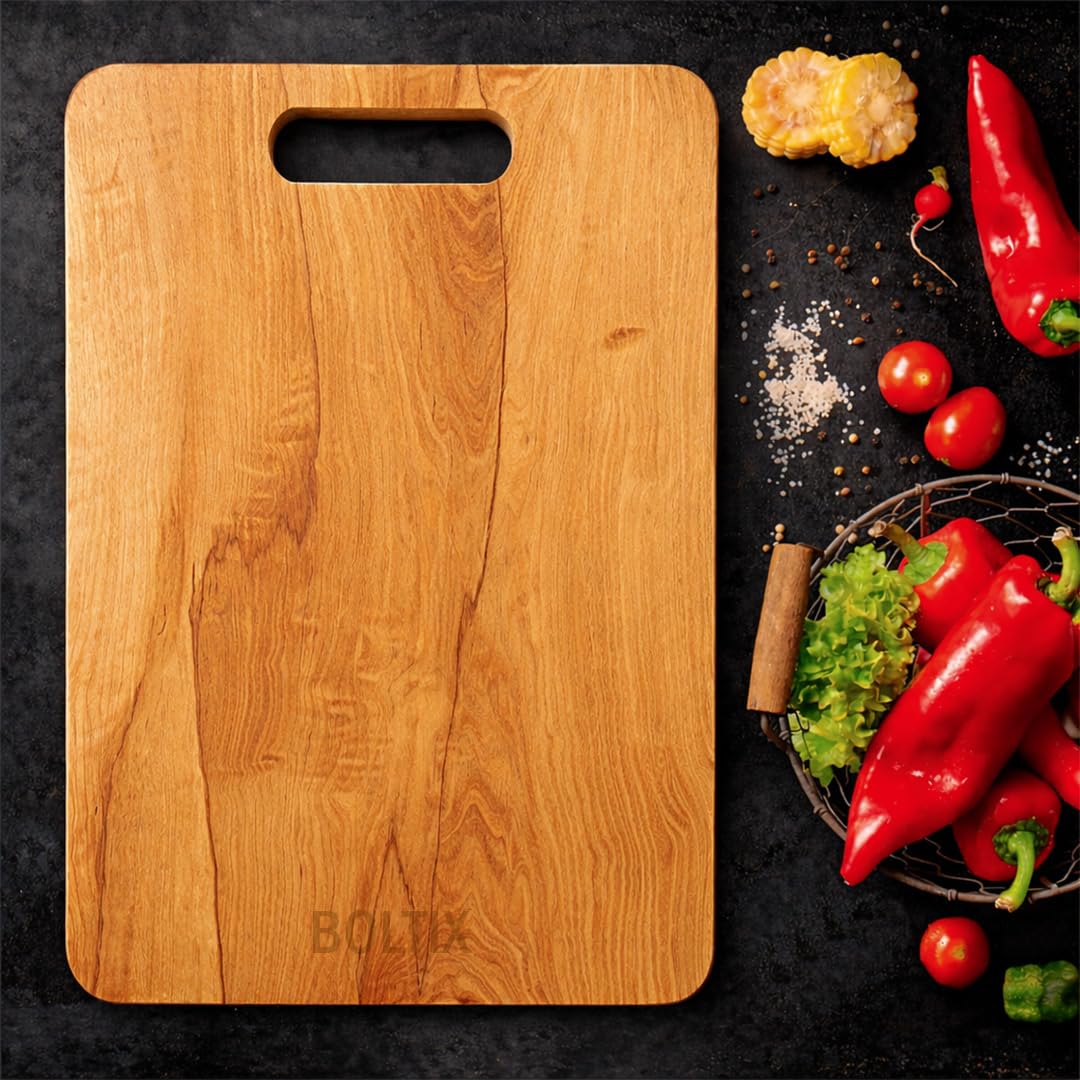 Wooden Chopping Board with Wood Handle, Multipurpose Cutting Board for Vegetables, Fruits & Cheese, for Kitchen Use, BPA Free, Eco-Friendly, Anti-Microbial (Pack of 1)-image-23