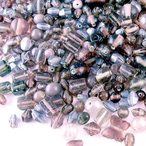 The Crafts Outlet 8 oz = 7.90 oz a granel de formas y tamaños surtidos de cuentas de vidrio de 0.236-0.472 in lavanda