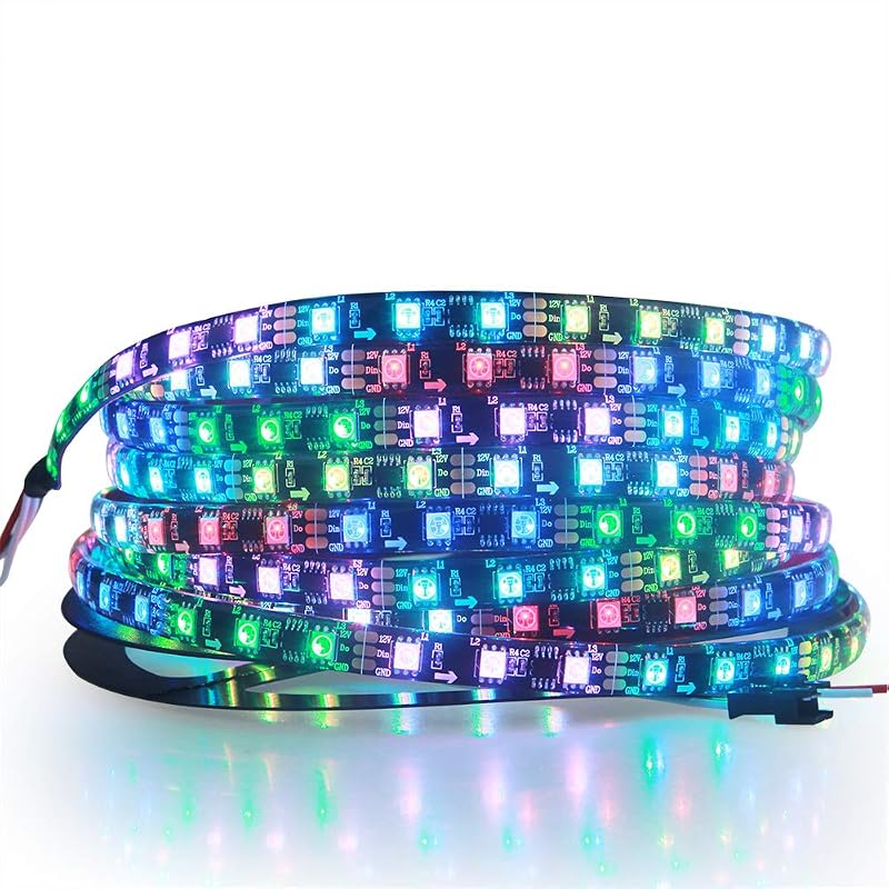 WS2811 RGB-IC Addressable LED Light Strip 16.4ft 300LEDs 12V LED Strip Lights Dream Color Programmable LED Pixel Rope Light Waterproof IP65 with 3M VHB Adhesive Back(No Adapter & Controller)