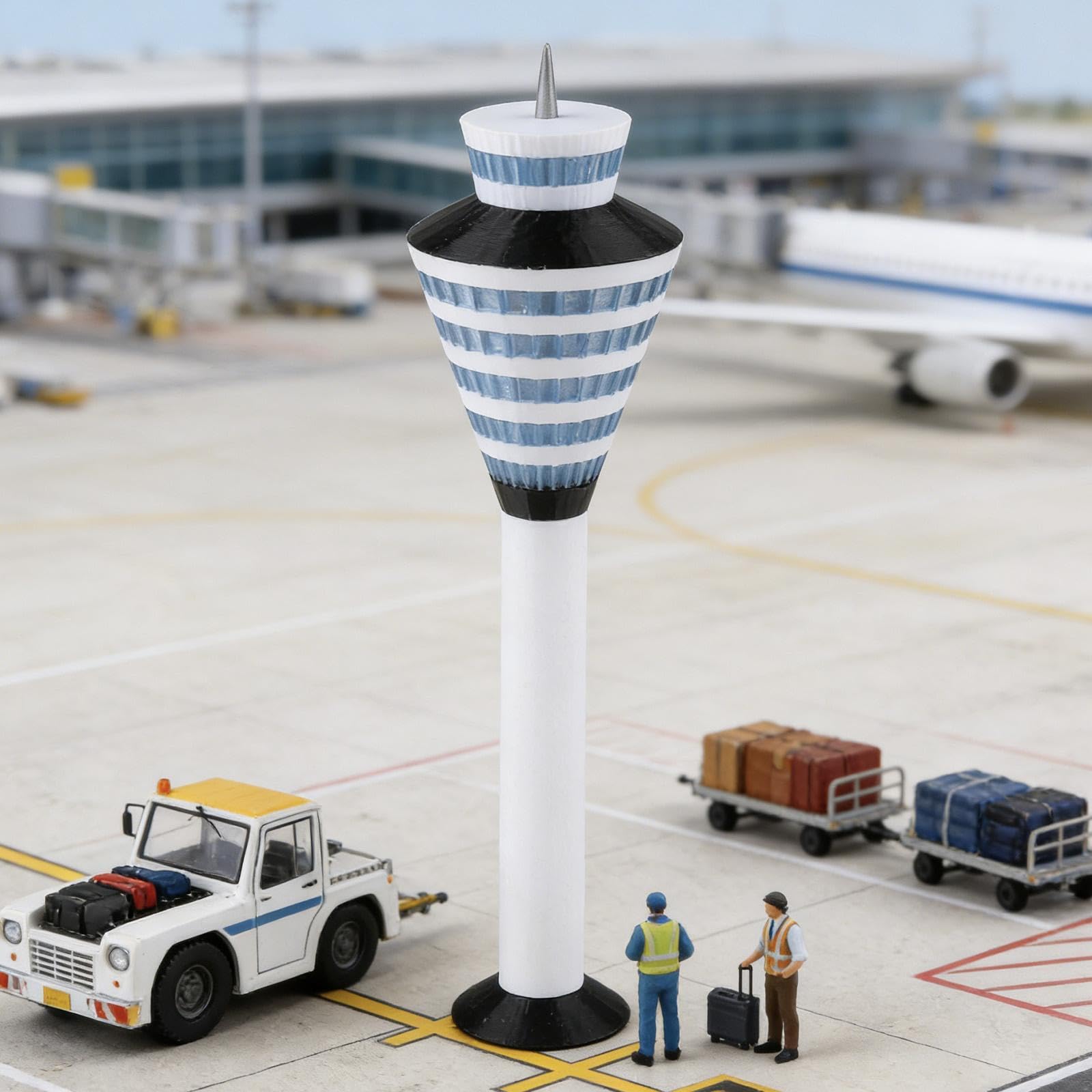 Airport Torre Modello 1/400 Diorama Aeroporto Miniatura Paesaggio Collezione PP Materiale Scenografia Perfetta per Collezionisti Decorazione Camera, Torre di Controllo